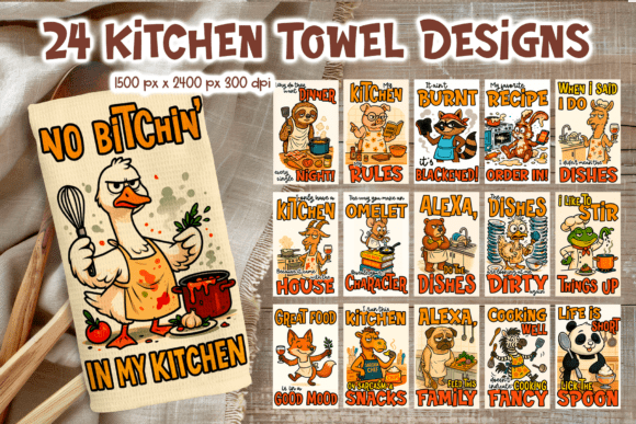 Download Funny Animal Kitchen Towel Design Bundle - Premium Resources