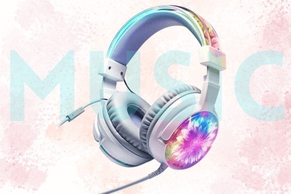 Download Floral Gaming Headset Watercolor Clipart - Headset Collection