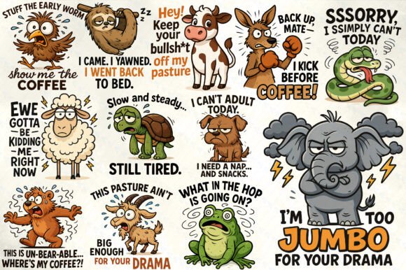 Download Funny Animal Quotes Sublimation PNG - Premium Bundle